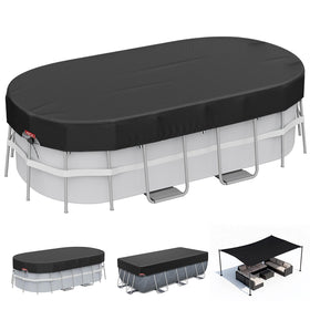 LXKCKJ 7x10 ft rectangular pool cover shielding above-ground pool from debris