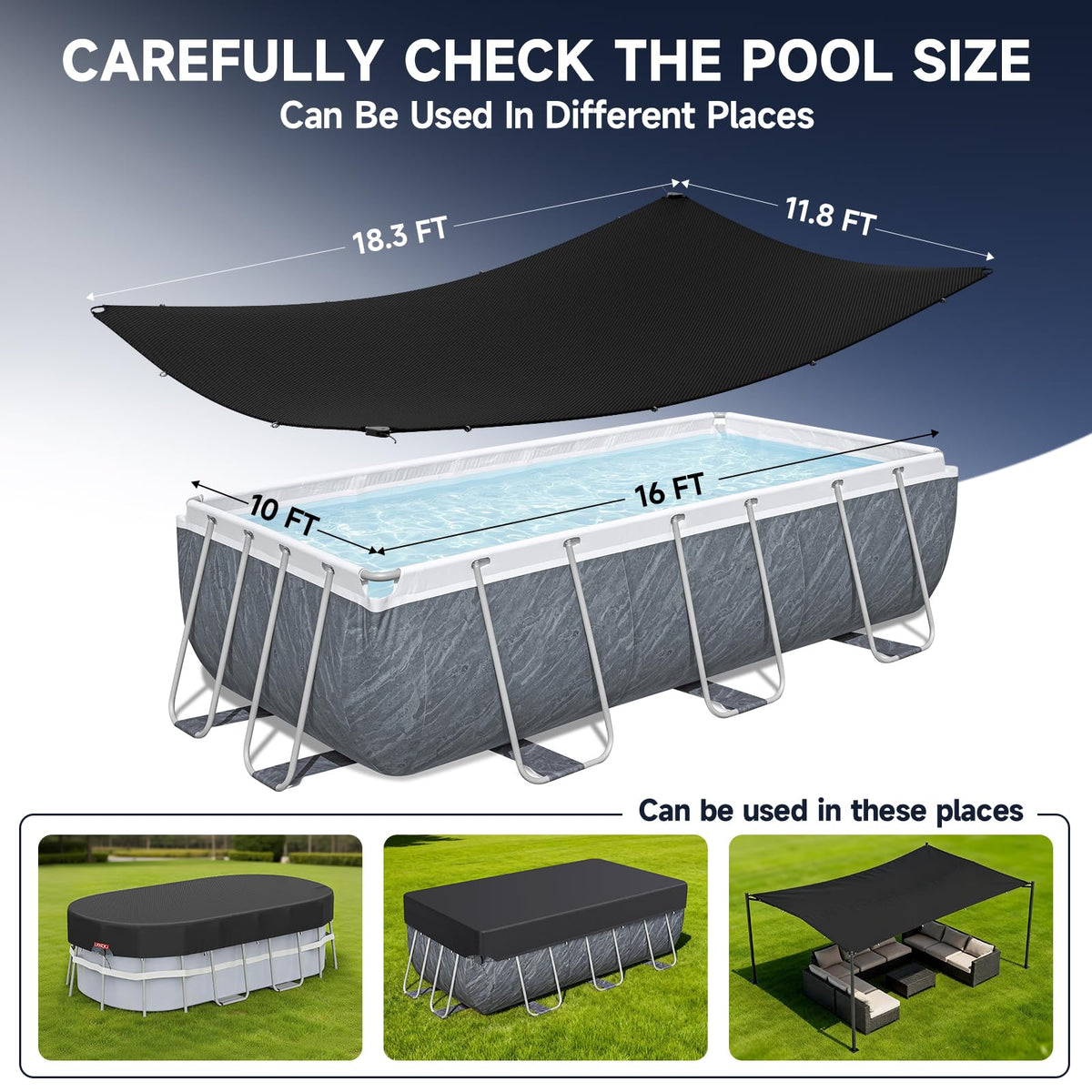 LXKCKJ pool cover accessories set includes straps and nails for secure anchoring