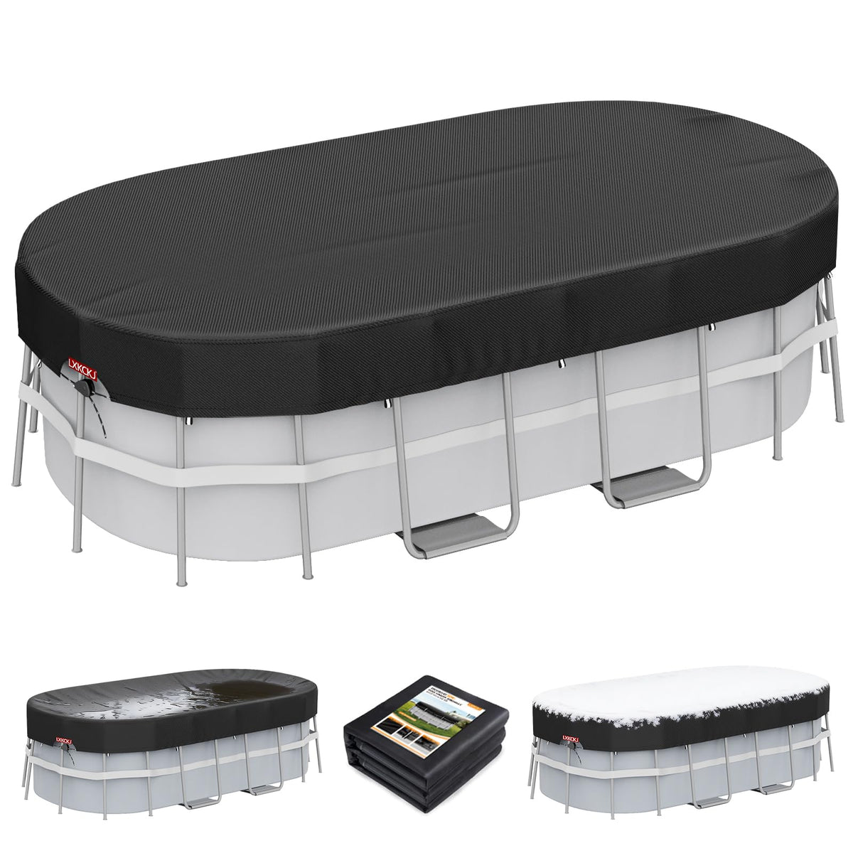 LXKCKJ rectangular pool cover 10x16 assembly shields above-ground pool from debris
