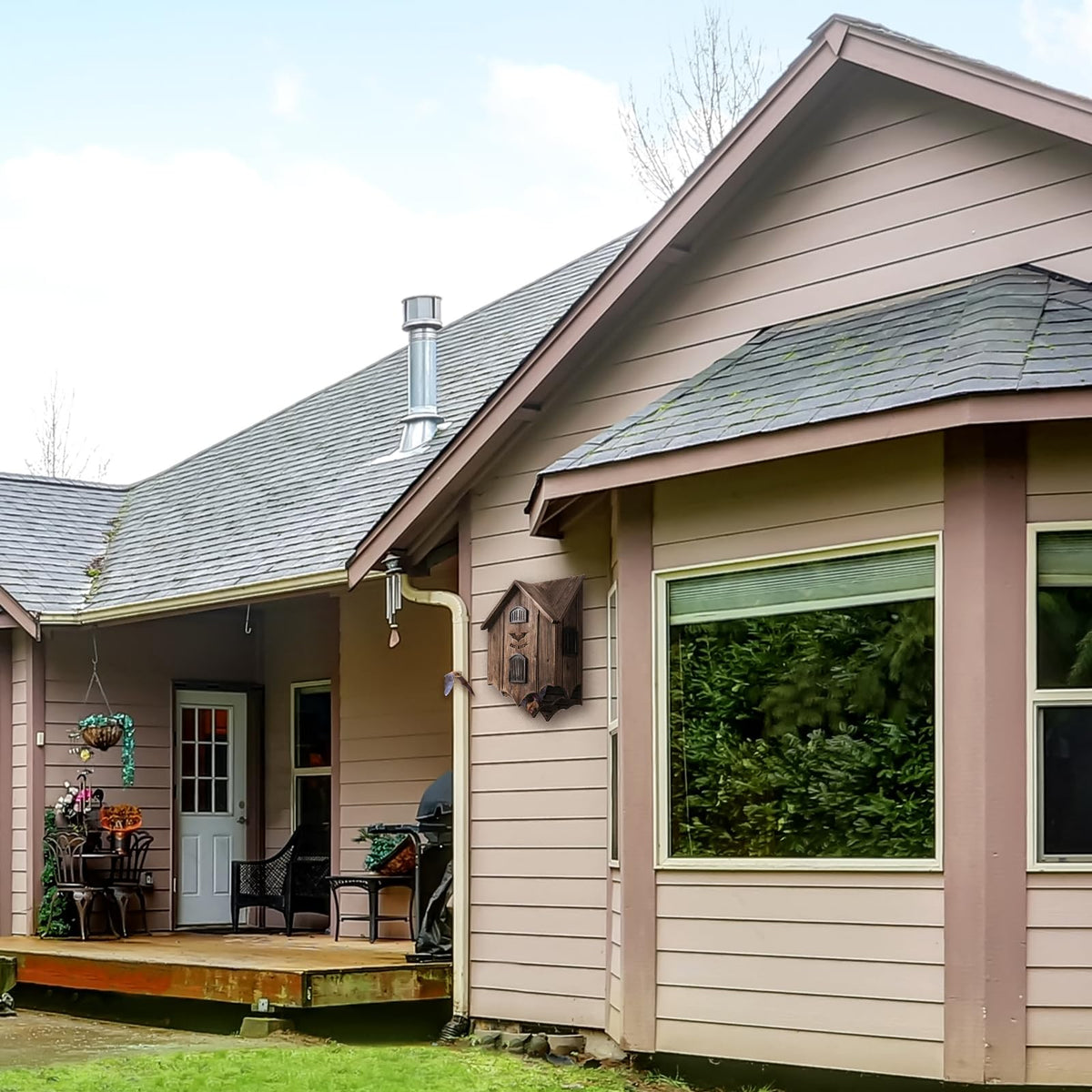 Lxnavihly bat house in yard setting blends with nature