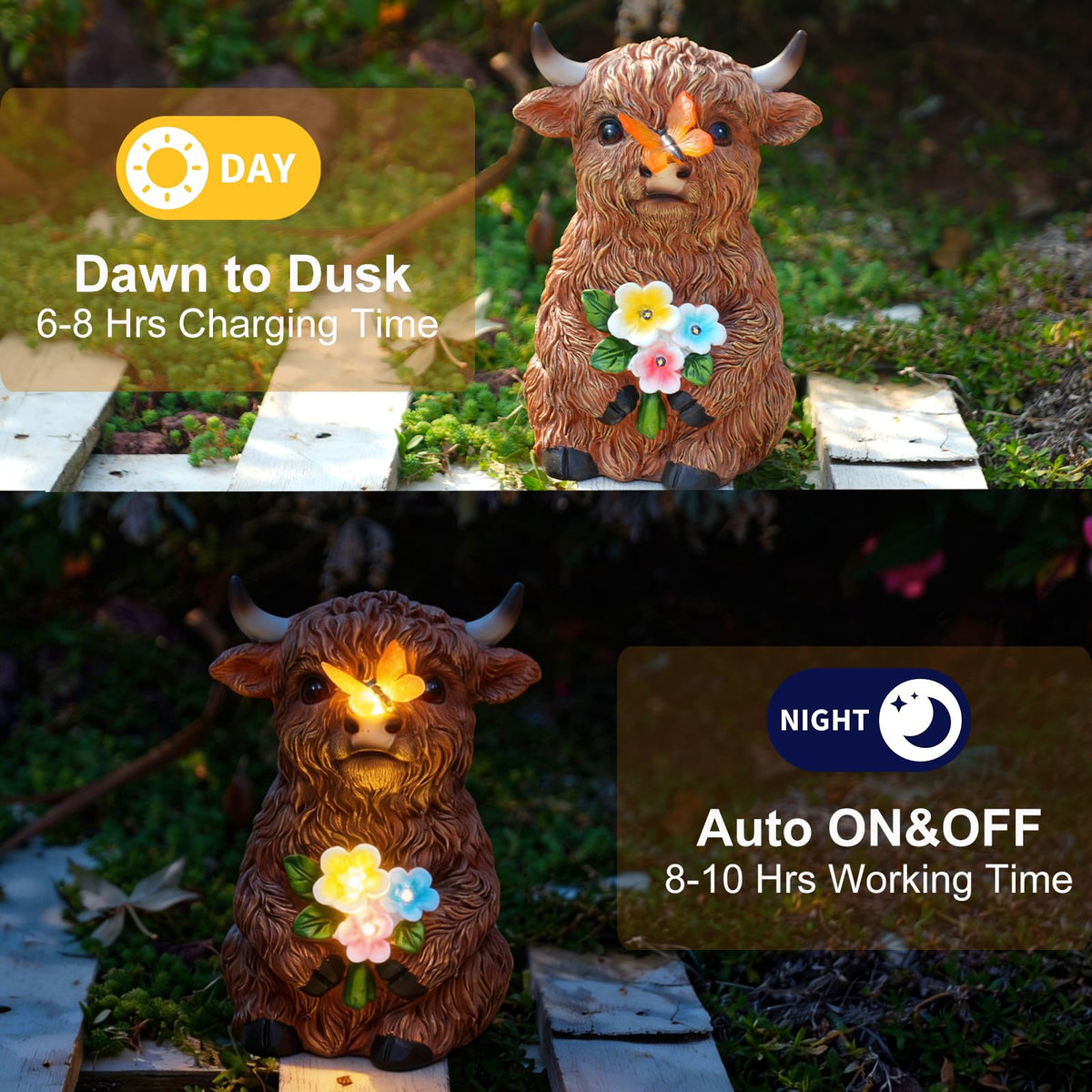 LXOUMEI Highland cow made of durable resin for outdoors all year