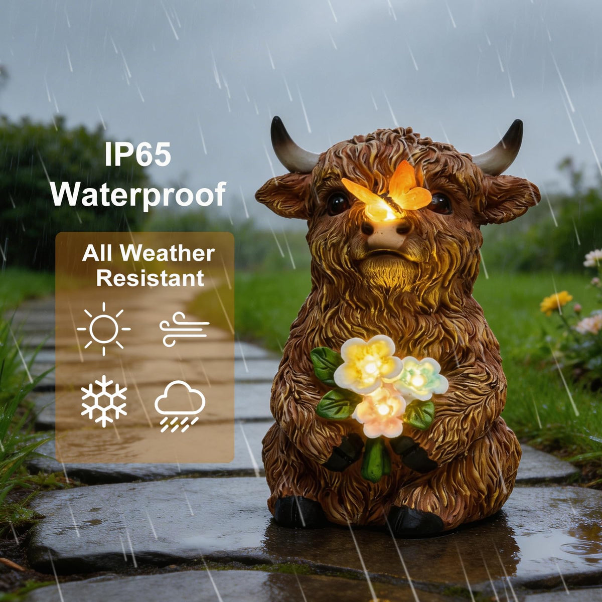 LXOUMEI Highland cow garden sculpture for patios, lawns, and beds