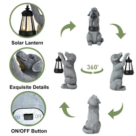 LXOUMEI playful dog lantern statue as a porch accent