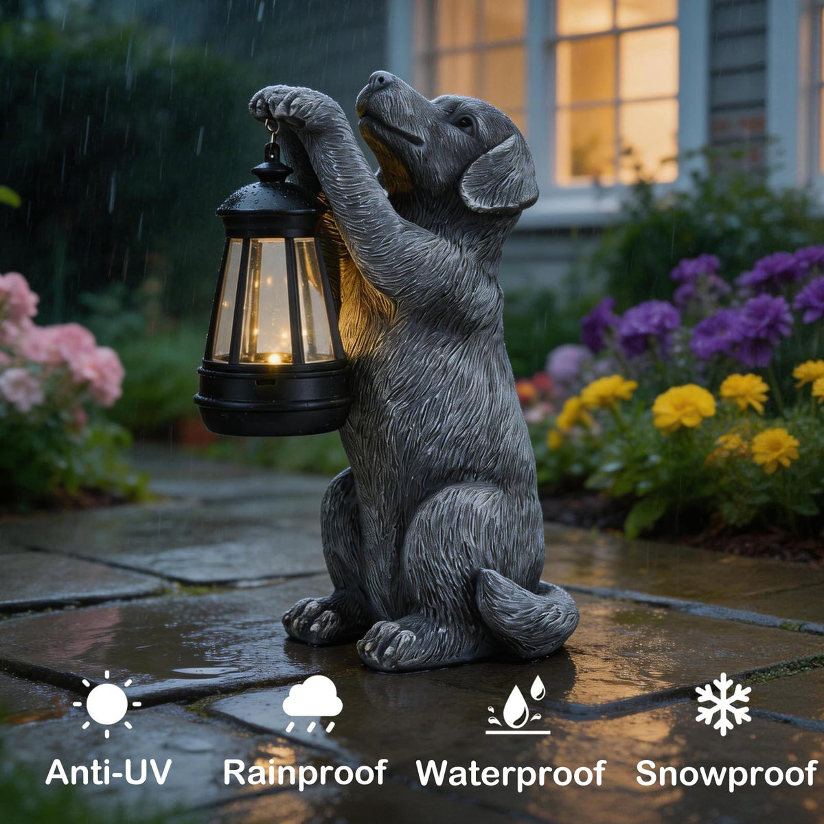 LXOUMEI weatherproof dog figurine designed for all-season outdoor use