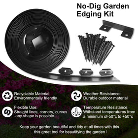 LXS Landscape Edging with 30 spikes ensures secure ground anchoring.