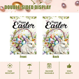 Lxyeecwang double-sided Easter flag shows cheerful bunny design from both sides.
