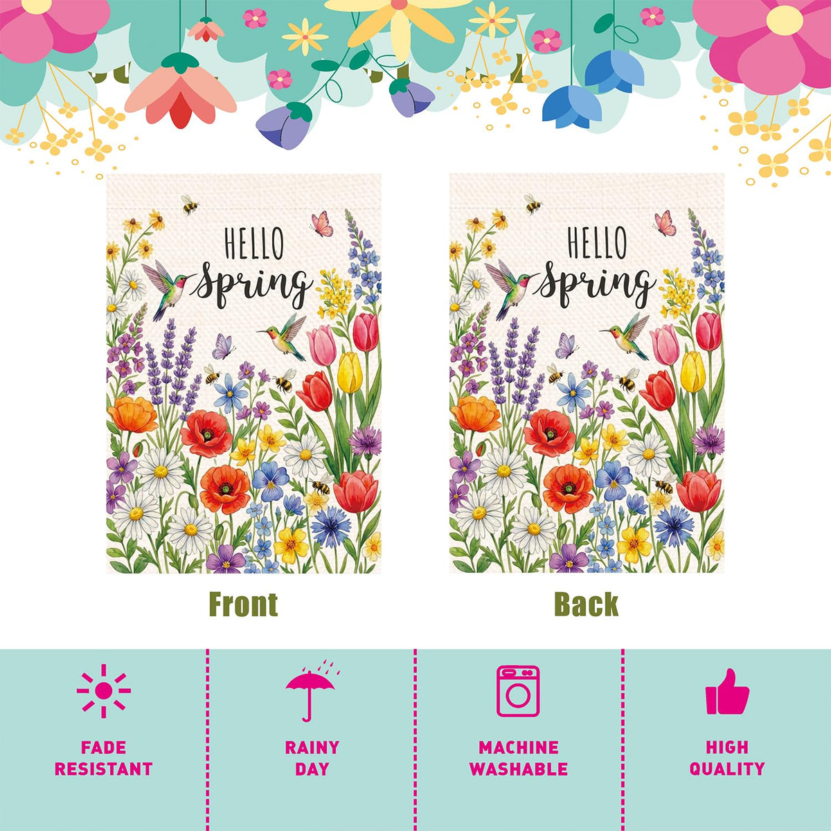 Lxyeecwang double-sided garden flag ensures visible design from both directions.