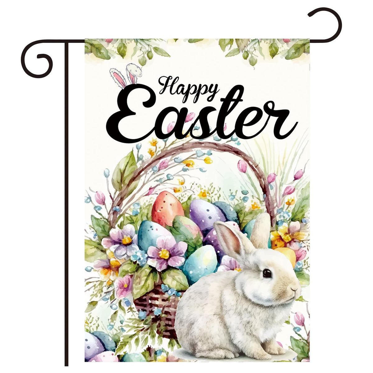 Lxyeecwang Easter Egg Bunny Garden Flag 12x18 adds festive curb appeal to your entryway.