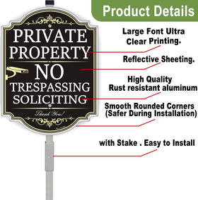 Lxysign high-contrast no trespassing sign improves legibility from a distance.