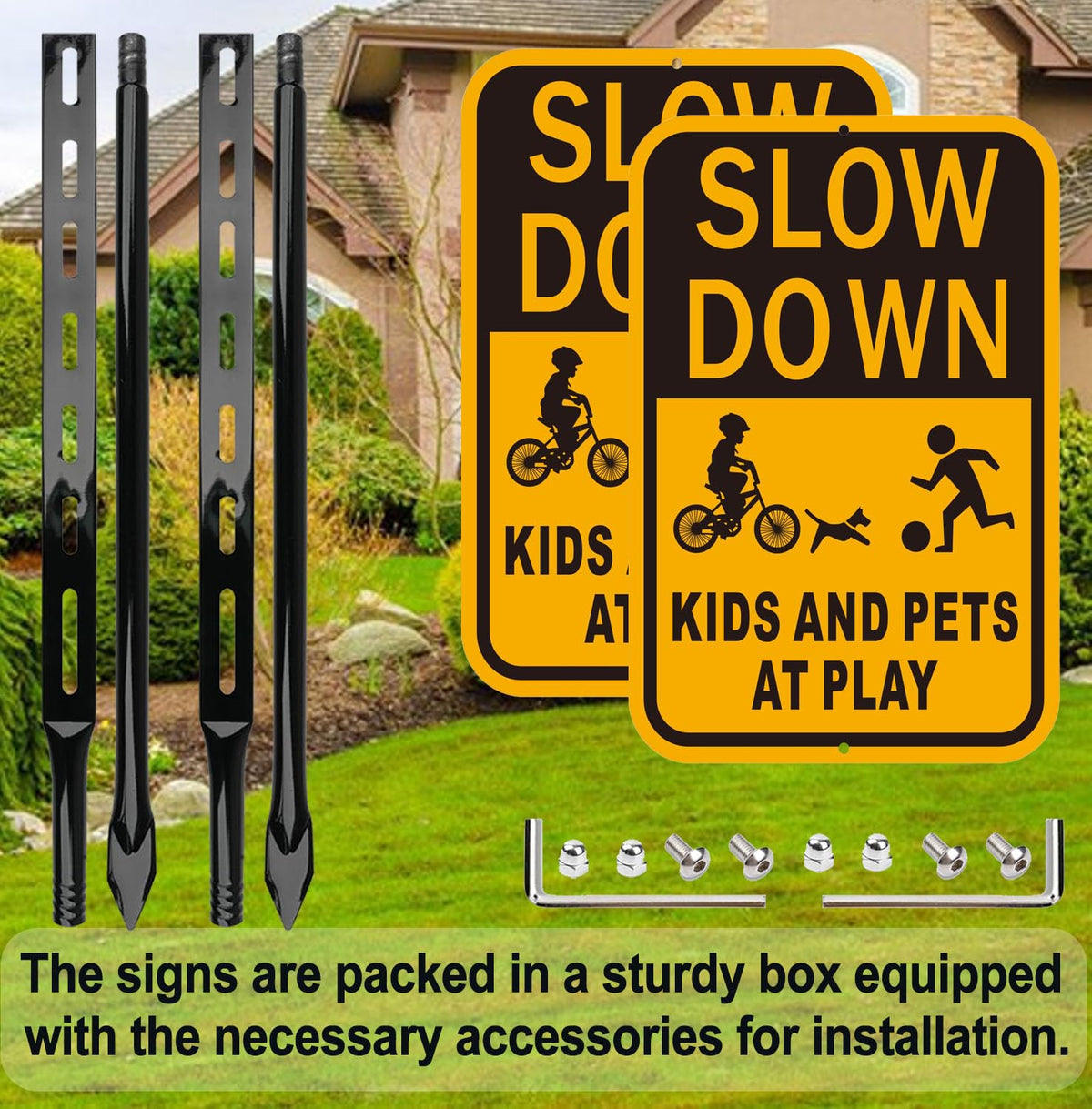 Lxysign kids-at-play silhouette sign helps alert drivers in play areas