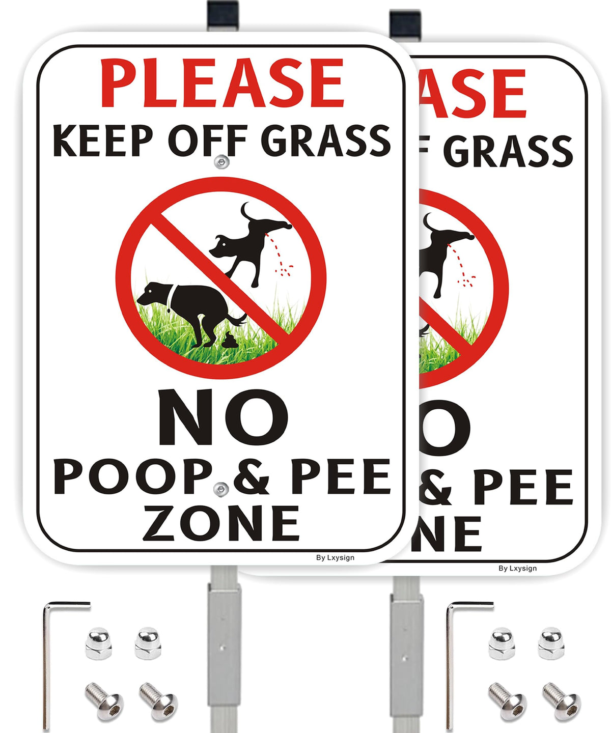 Lxysign large no-peeing dog sign for yard with stake deters off-lawn pooping.