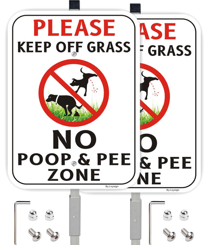 Lxysign large no-peeing dog sign for yard with stake deters off-lawn pooping.