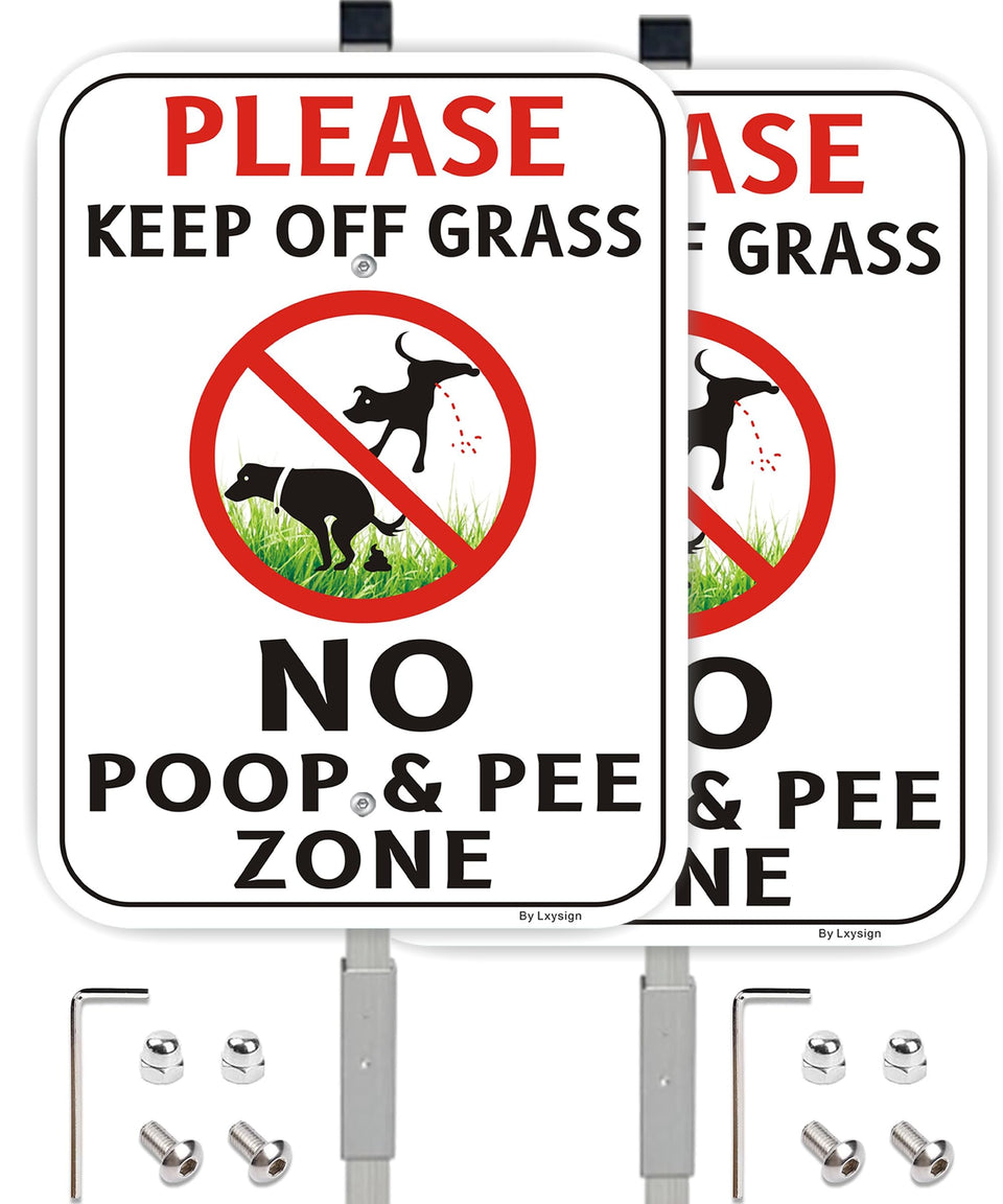 Lxysign large no-peeing dog sign for yard with stake deters off-lawn pooping.