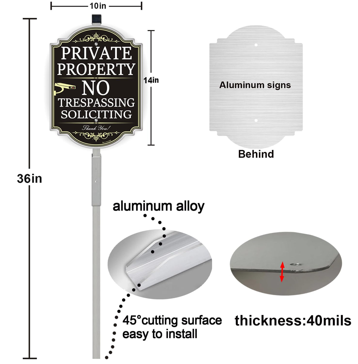 Lxysign no-soliciting sign with stake shows clear boundary notice for pedestrians.