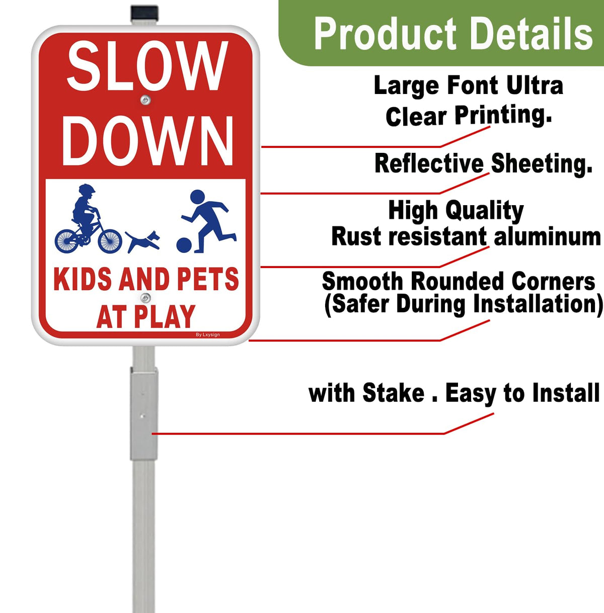LXYSIGN reflective aluminum sign closeup improves visibility in low light conditions