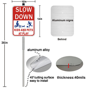 LXYSIGN slow down sign in-ground installation demonstrates quick setup for curbside safety