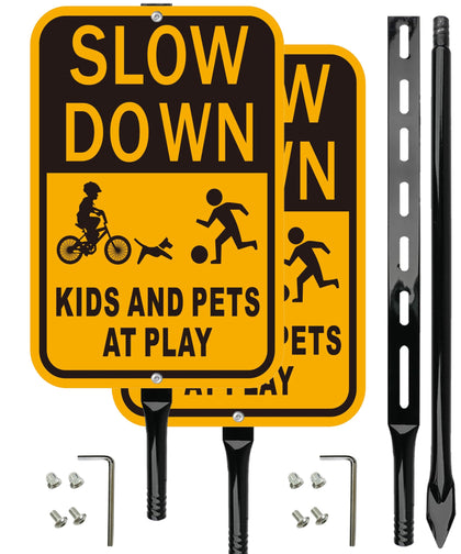 Lxysign slow-down sign featuring kids-at-play silhouette for high residential visibility