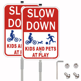 LXYSIGN slow down sign stake assembly shows durable, weatherproof setup for yard safety