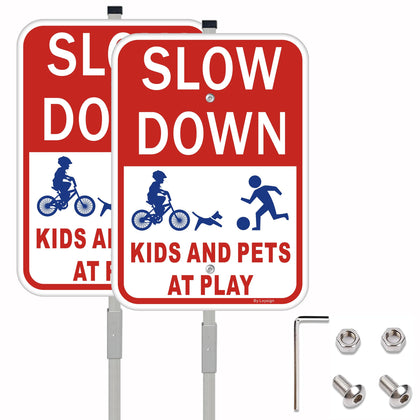 LXYSIGN slow down sign stake assembly shows durable, weatherproof setup for yard safety