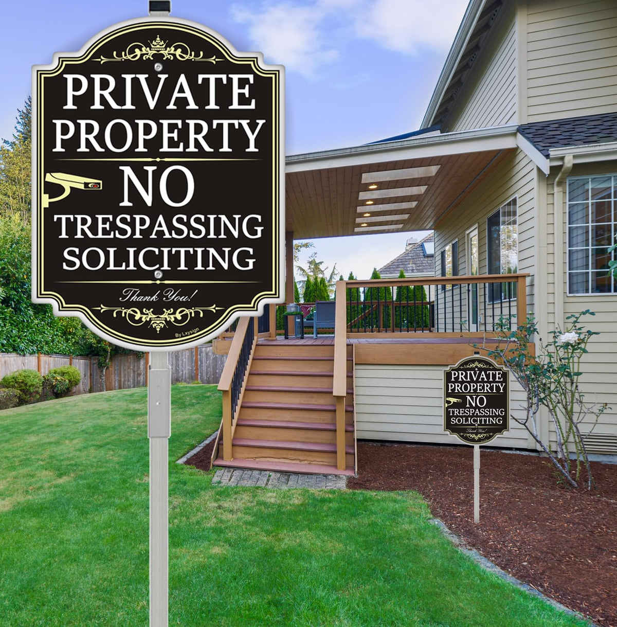 Lxysign UV-printed no-trespassing sign designed for outdoor durability.