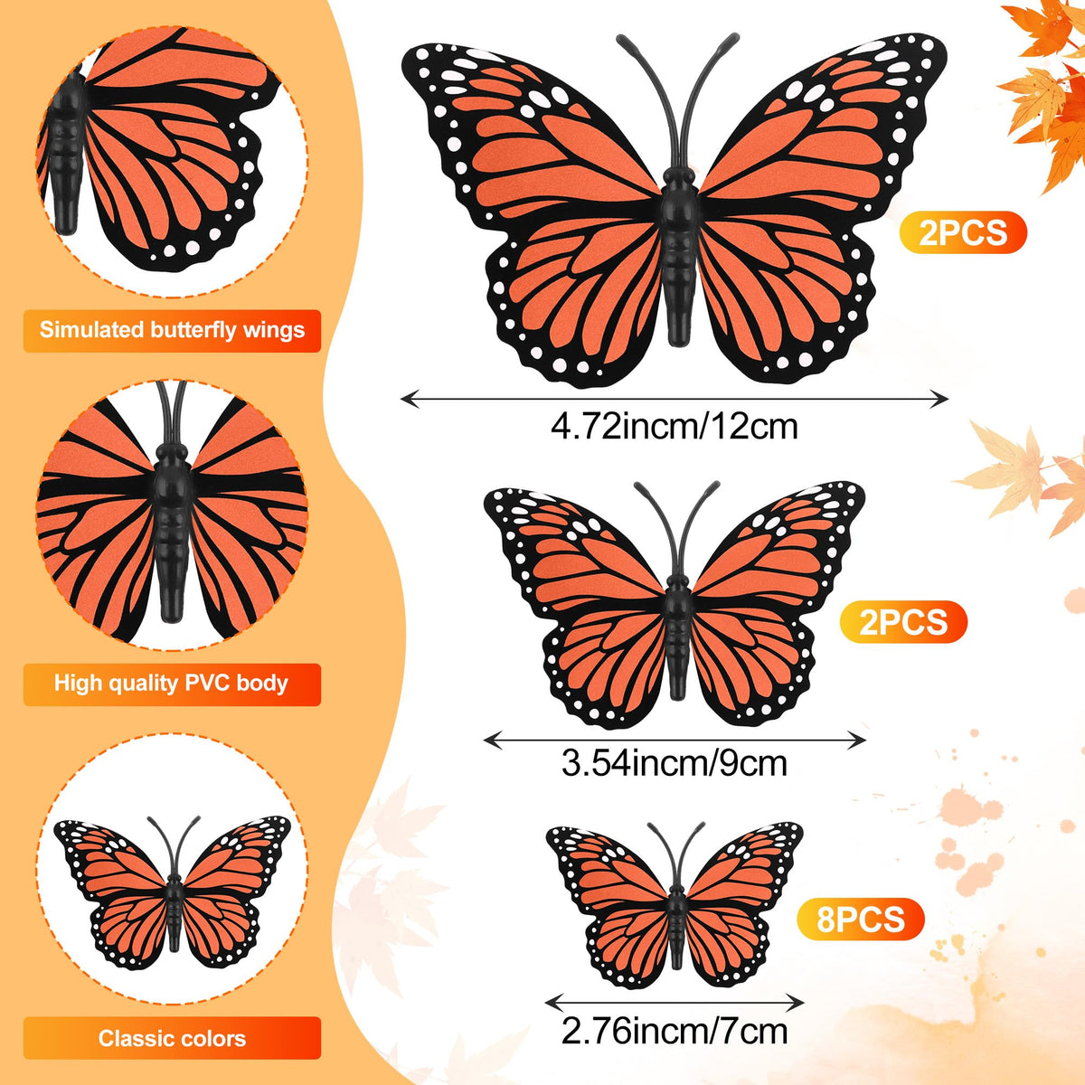 Lxzyu monarch butterfly 7cm small for detail decor on frames.