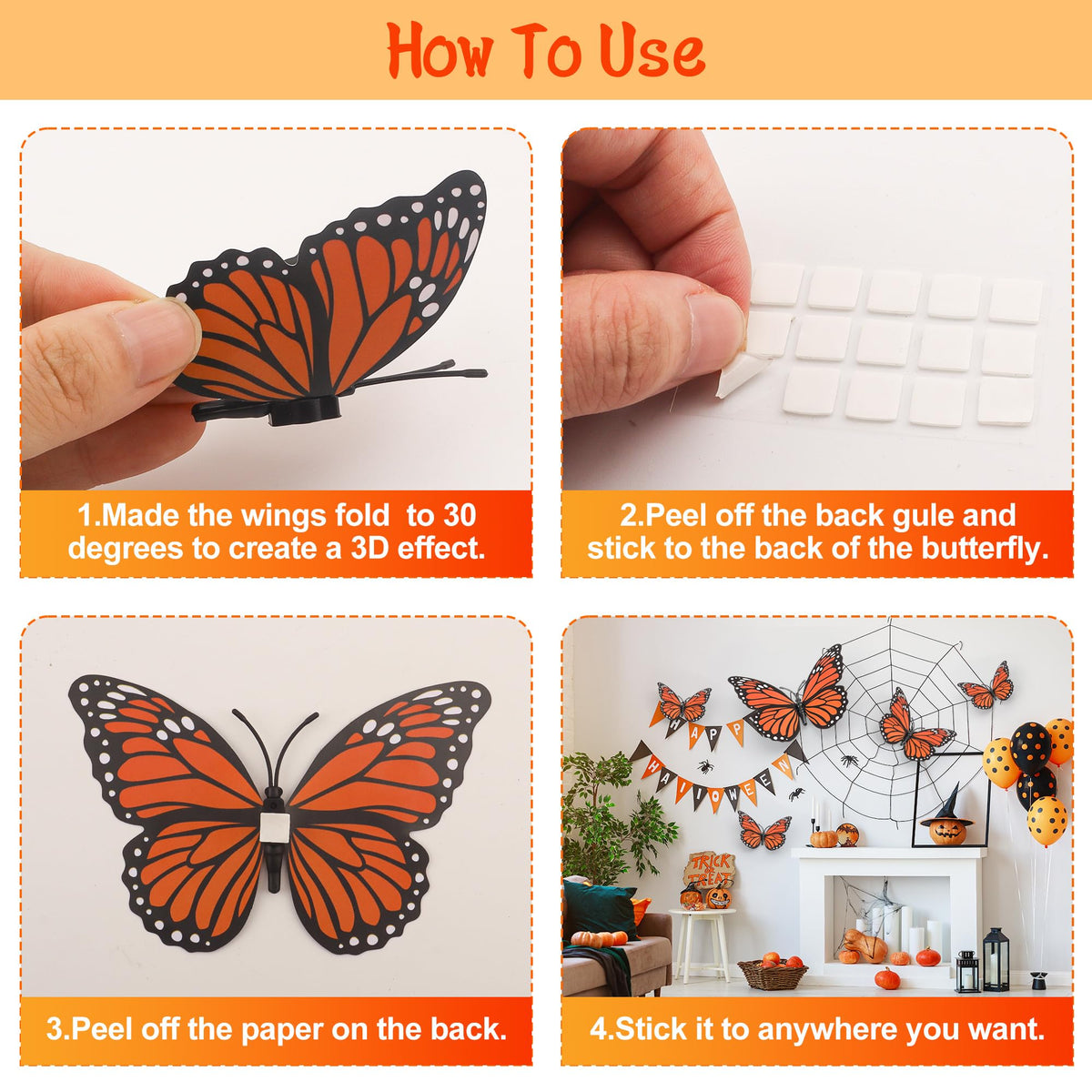 Lxzyu monarch butterfly magnet on belly for metal surfaces such as fridges.