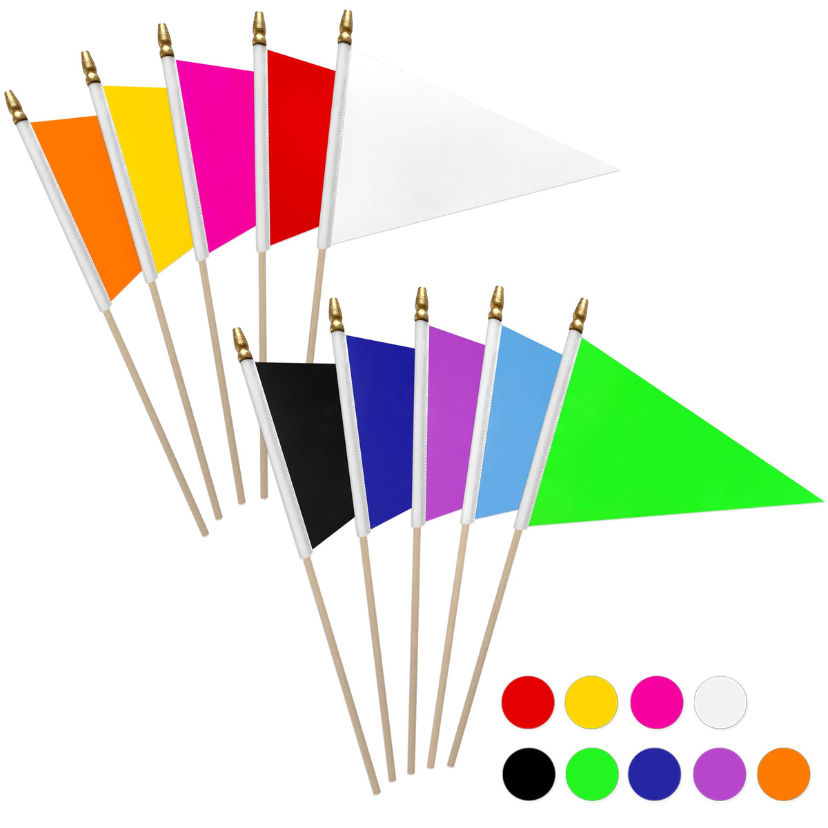 LyButty white pennant flag on wood stick for outdoor events