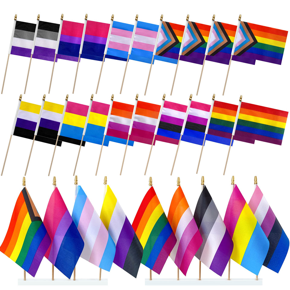 LyButty Progress Rainbow flag on wood stick, vivid for events