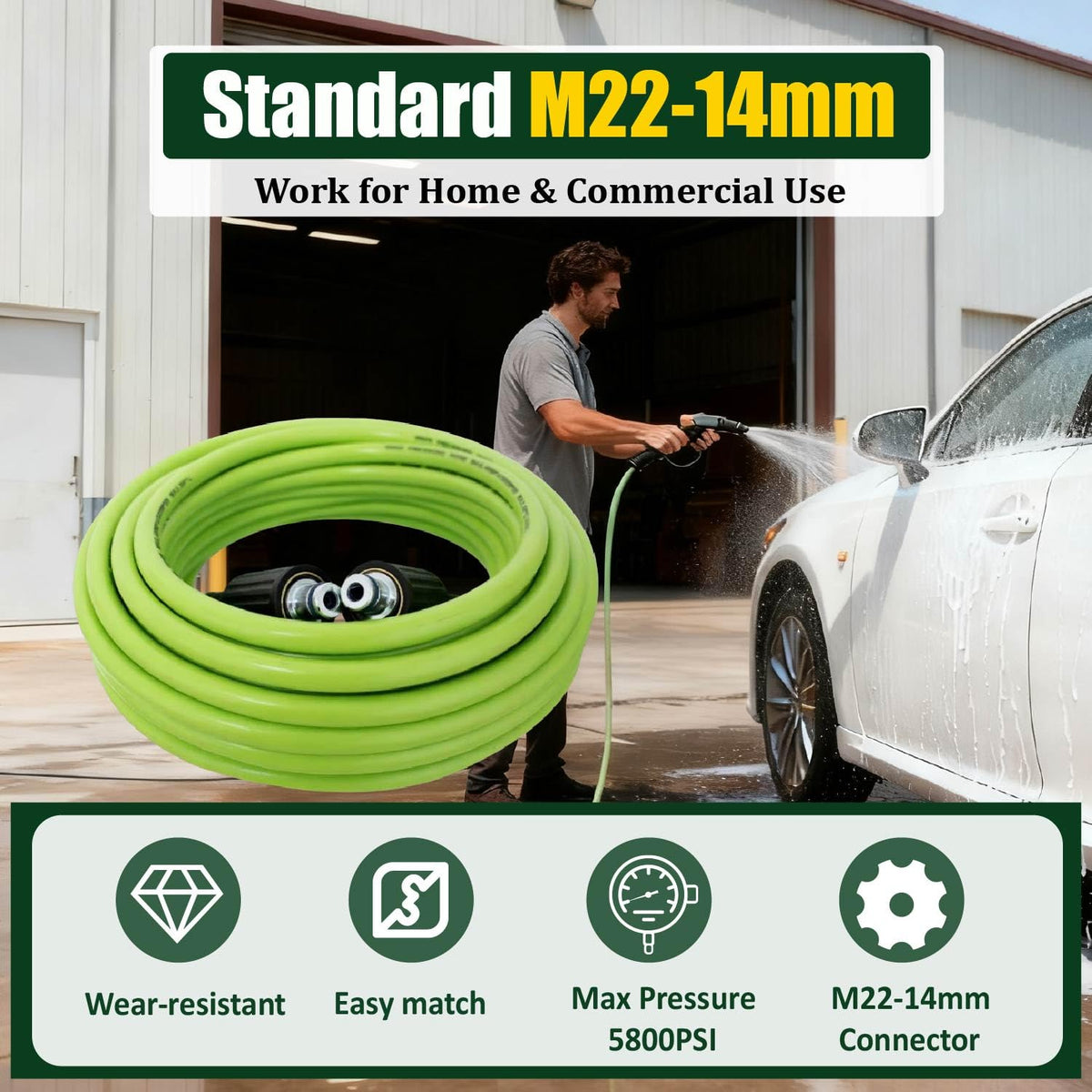 LycorTrade hose showing M22-14mm thread compatibility for easy attachment