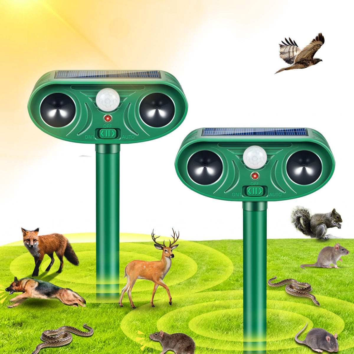 Lycxbfjia solar animal repellent demonstrates solar panel efficiency for wildlife deterrence.