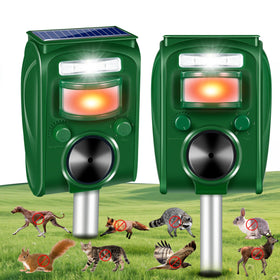 Lycxbfjia 2-pack solar animal deterrent, front view, discreet protection for your yard.