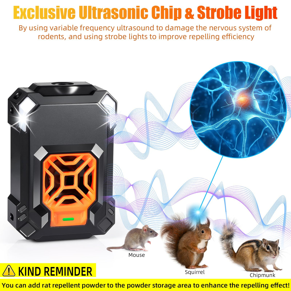 Lycxbfjia adaptive-frequency ultrasonic signals prevent pest adaptation over time.