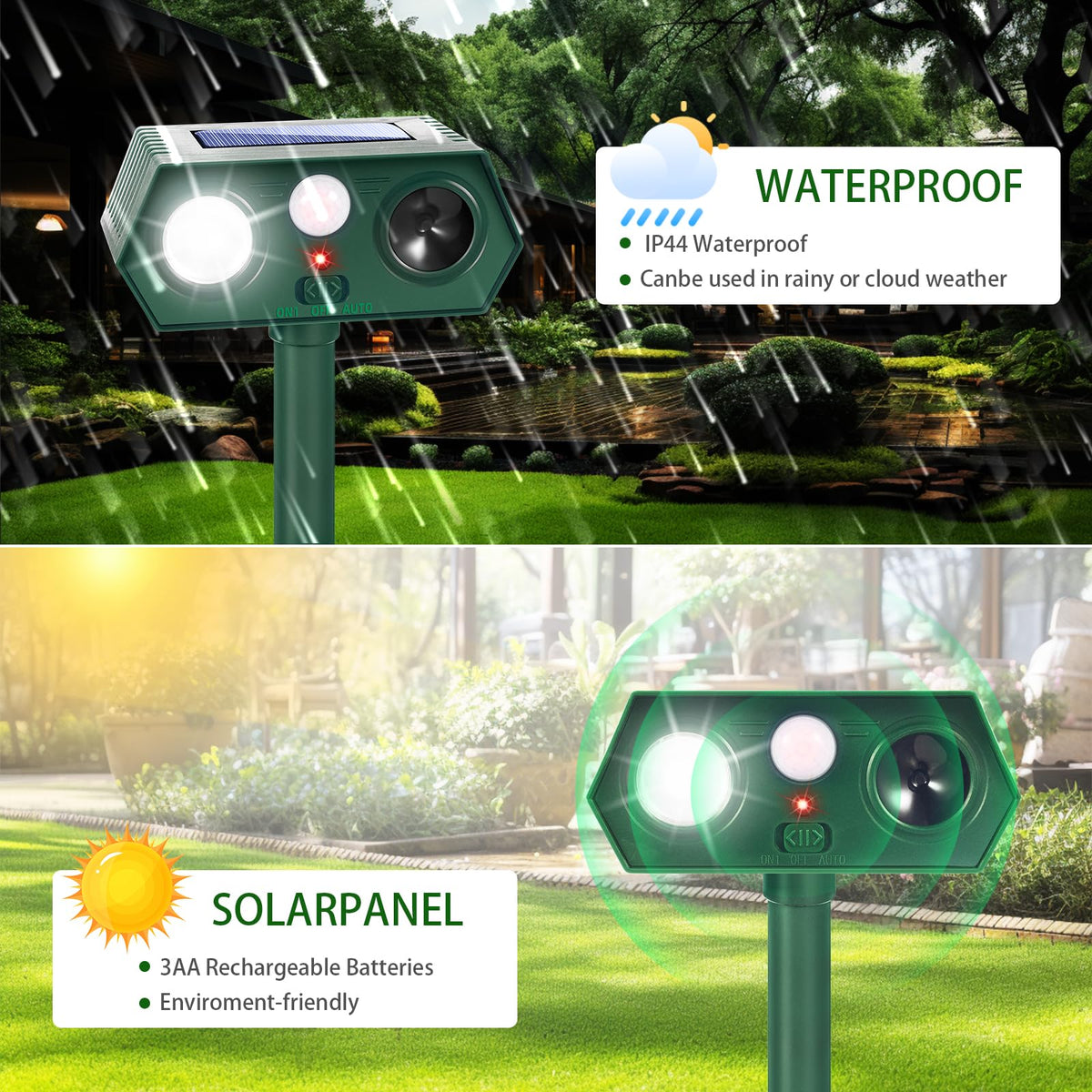 Lycxbfjia flashing strobe light provides visible deterrence against pests.