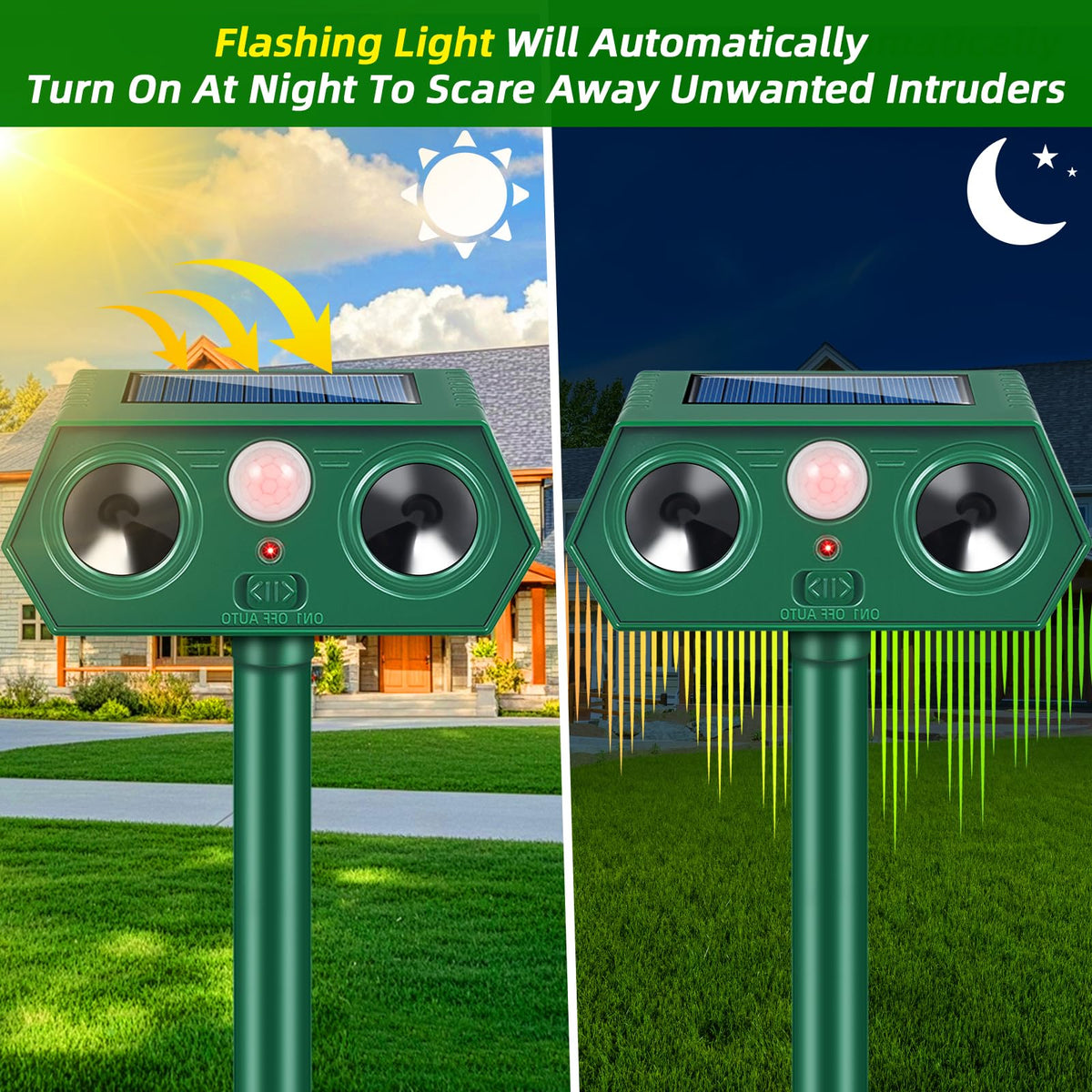 Lycxbfjia four-pack setup provides 360° yard coverage