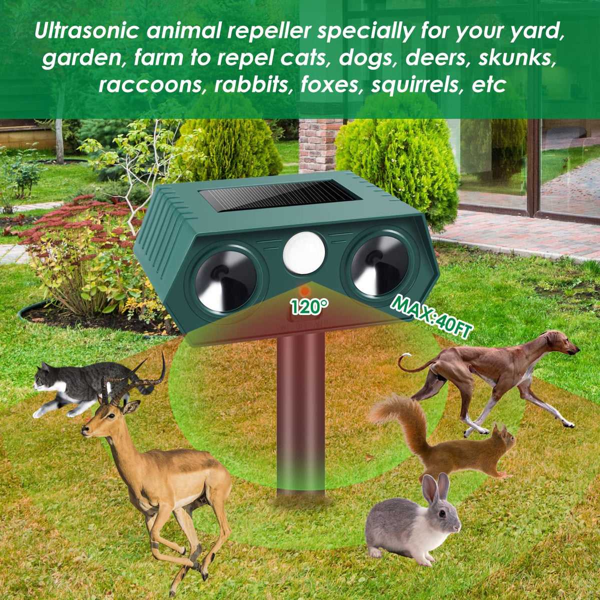 Lycxbfjia motion sensor deterrent detects movement to deter pests
