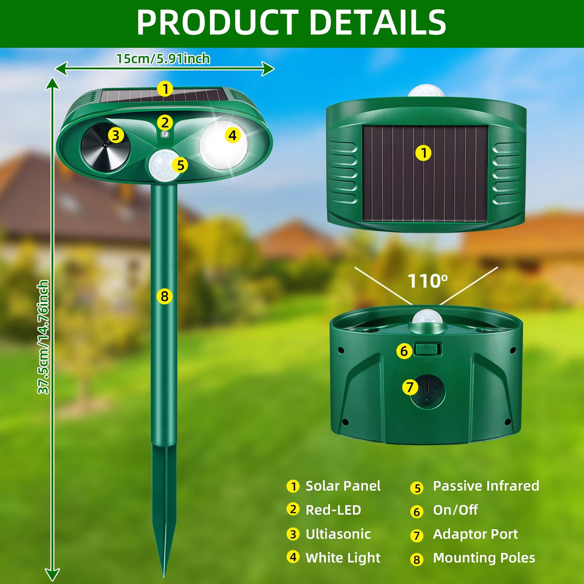 Lycxbfjia mounted 9-10 inches above ground; easy yard installation.
