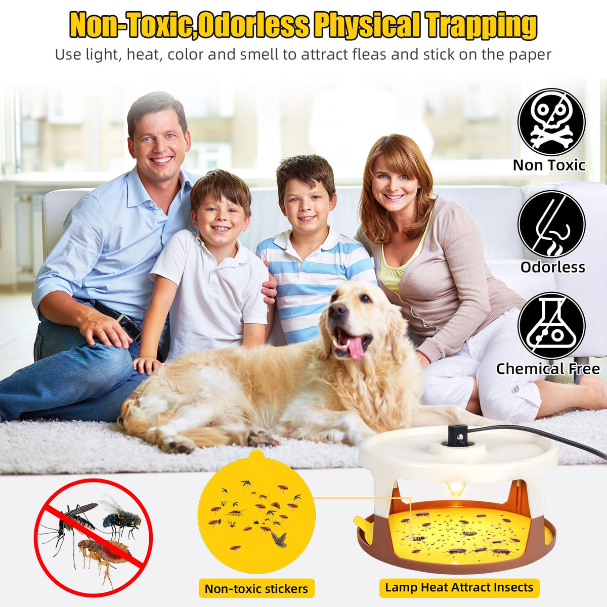 Lycxbfjia plug-in flea trap placed in a bedroom for easy setup