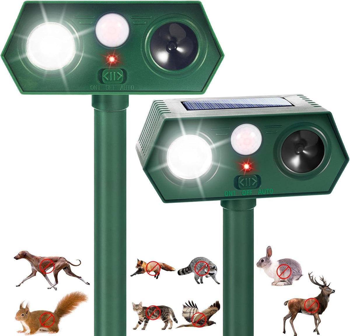 Lycxbfjia solar animal repellent setup with motion-activated protection for gardens.