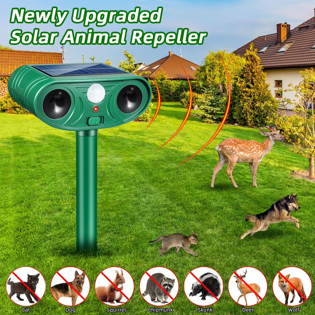 Lycxbfjia wide-angle PIR sensor covers large yard areas.