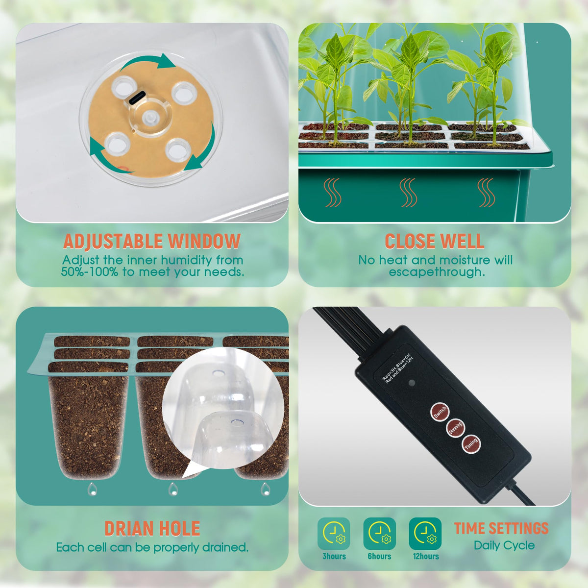 LYDTICK adjustable humidity dome keeps moisture balanced for germination