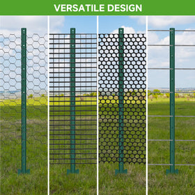 LYDTICK fence post with adjustable tabs to tune tension and stability.