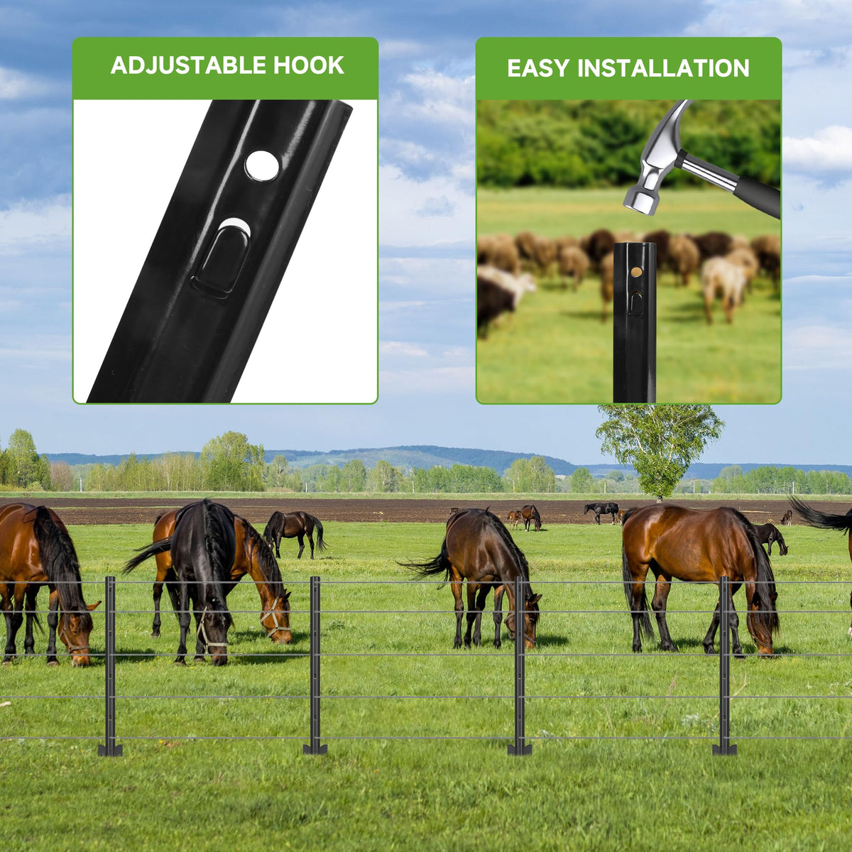 LYDTICK heavy-duty T-post 3ft black for durable fencing
