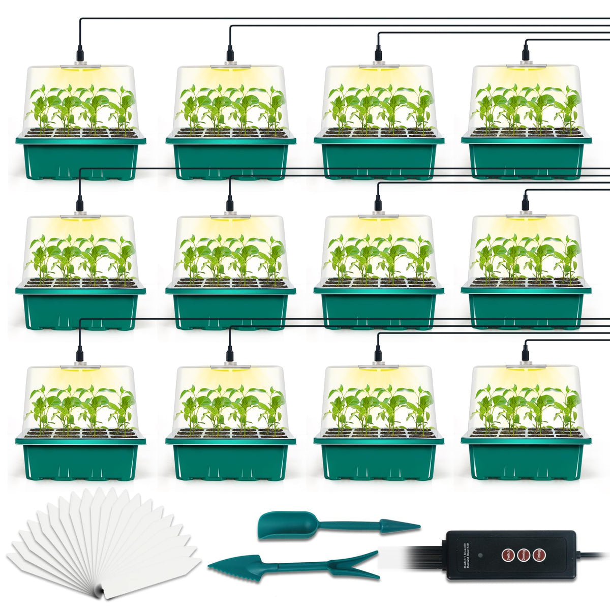LYDTICK seed tray with grow light for indoor germination and even growth