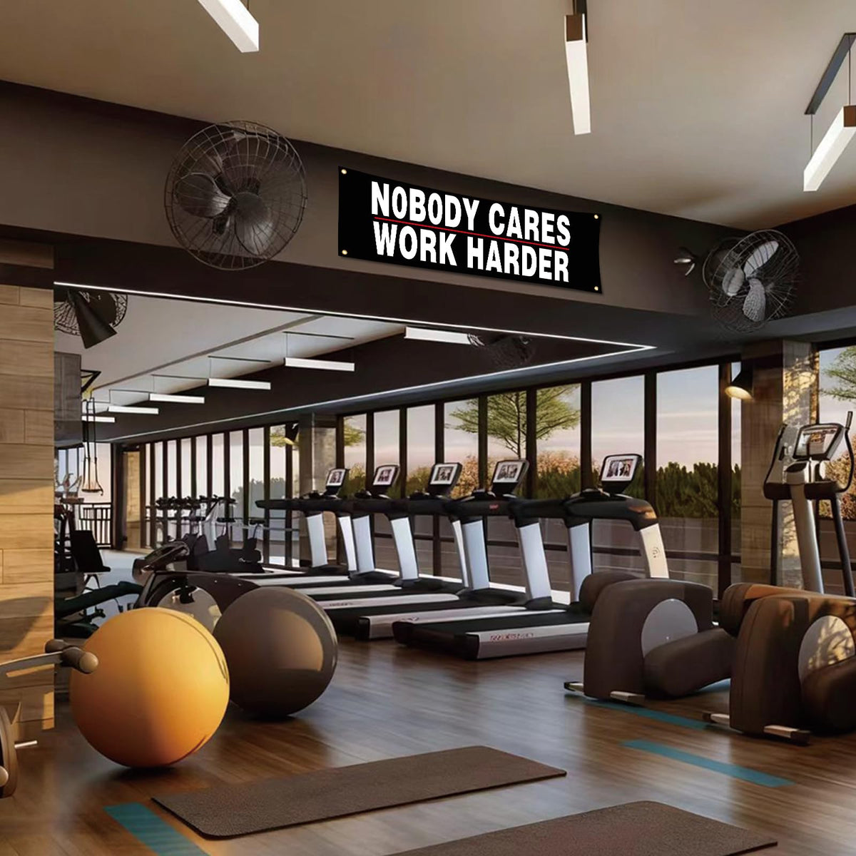 Lyeedoom home gym wall banner enhances workout space design