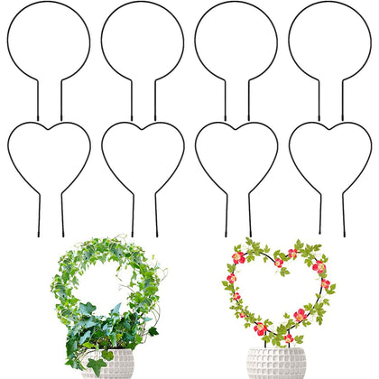 Lyellfe 8-pack round and heart trellis supports climbing plants in pots indoors and outdoors.