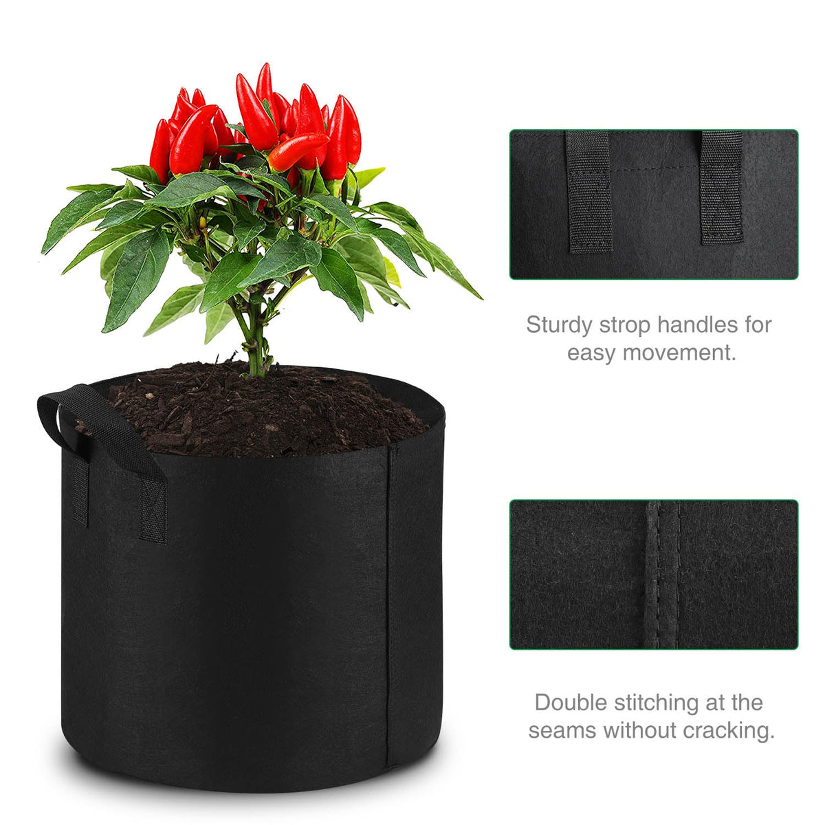 Lyincat breathable fabric promotes drainage and healthy moisture balance for container plants.