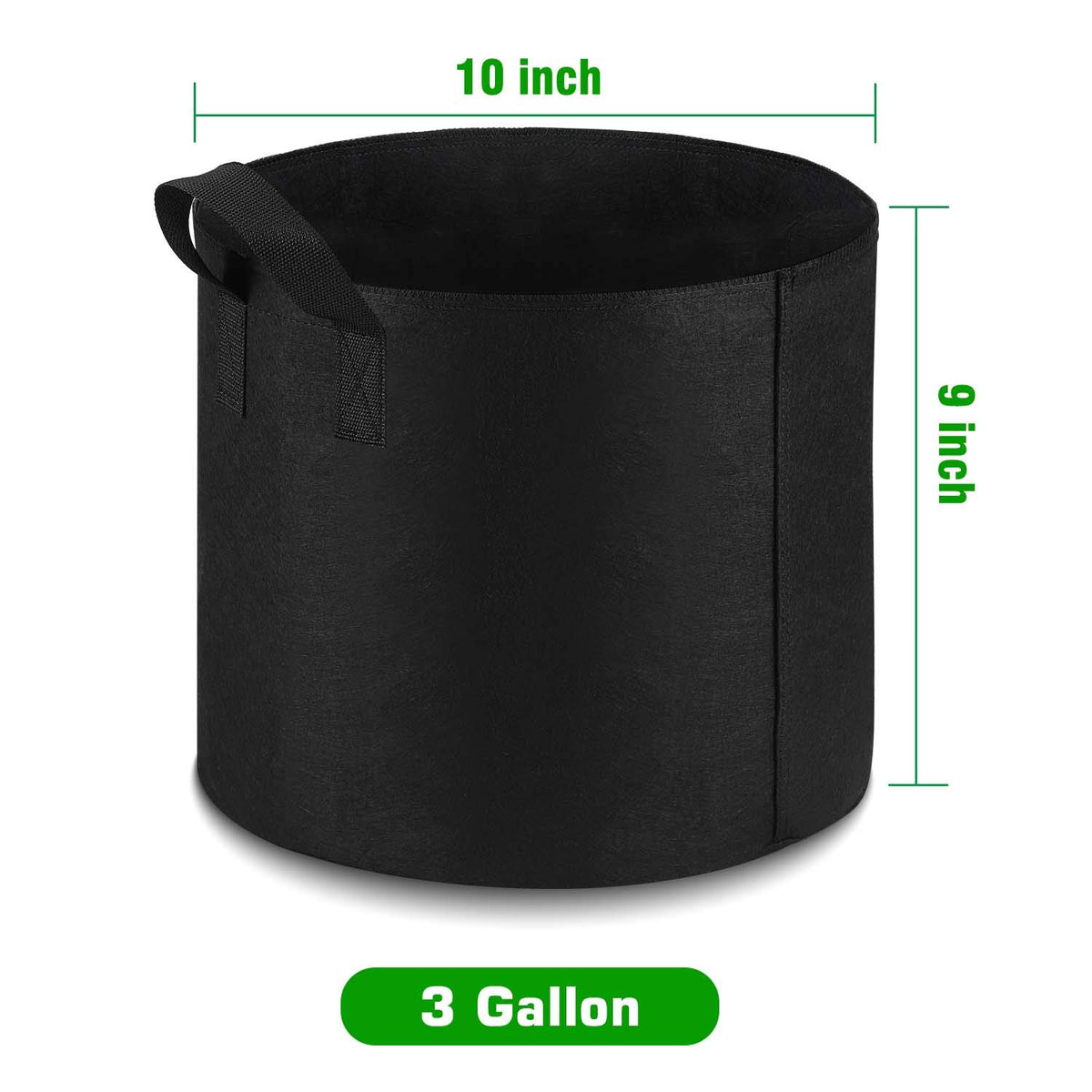 Lyincat grow bag showing sturdy nylon handles for lifting heavy soil.
