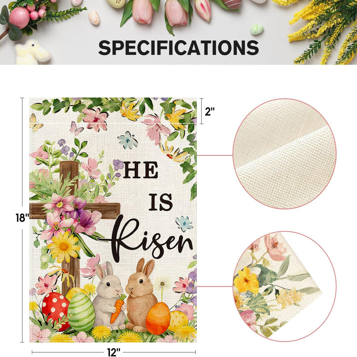 Lyjydnfc Easter garden flag with burlap texture adds seasonal charm