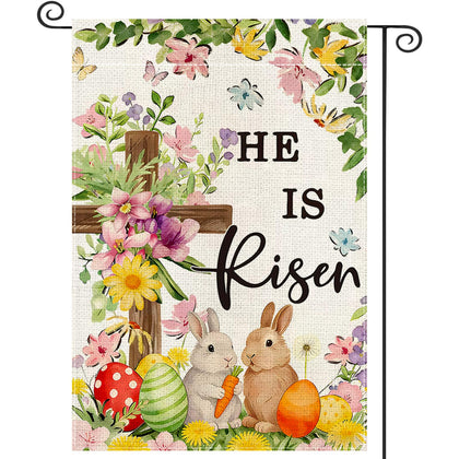 Lyjydnfc He Is Risen Easter flag, double-sided for outdoor display