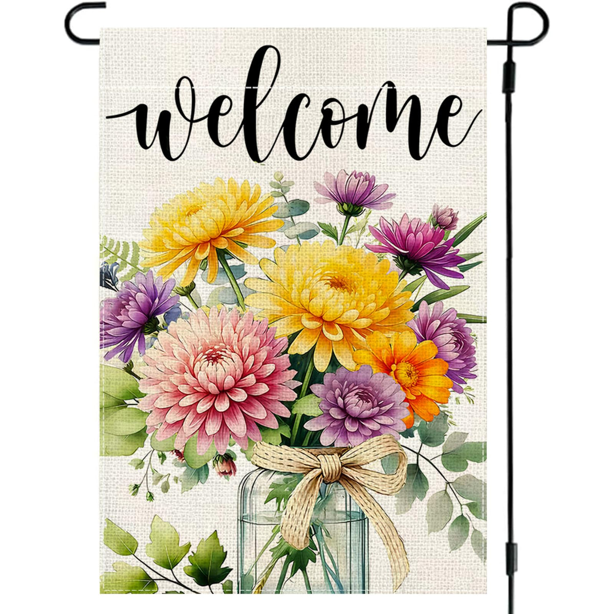 Lyjydnfc spring summer flower garden flag with mason jar motif for welcoming outdoor spaces.